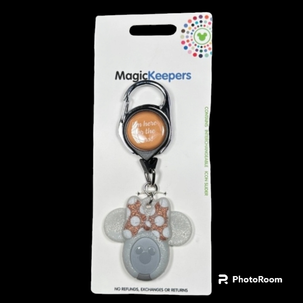 NWT Disney Parks Minnie Mouse Retractable MagicBand MagicKeeper